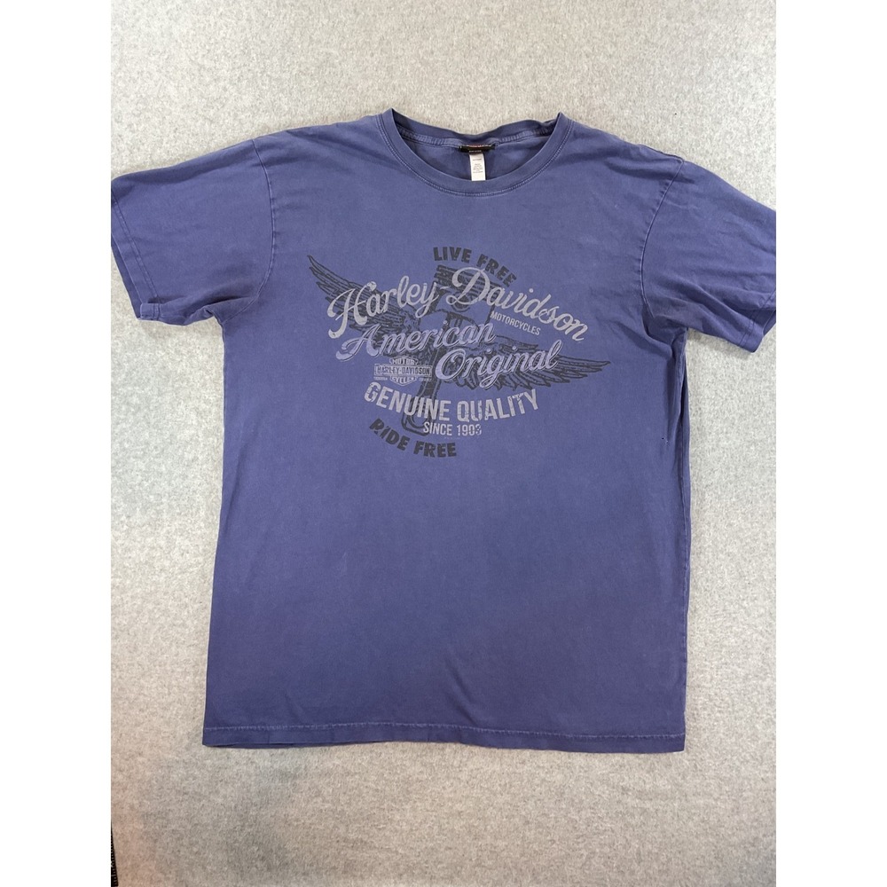 Harley Davidson American Original Shirt Men Large Blue San Antonio TX Biker #770